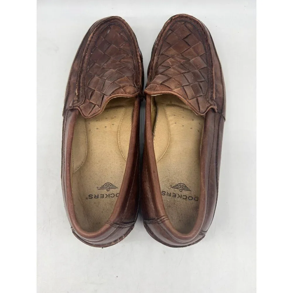 Dockers Brown Men’s Woven Leather Padded Loafers Size 10